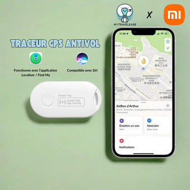 Traceur GPS Antivol MyTravelEase et Xiaomi - Compact, précis, compatible Siri et Find My pour valises, sacs et clés.